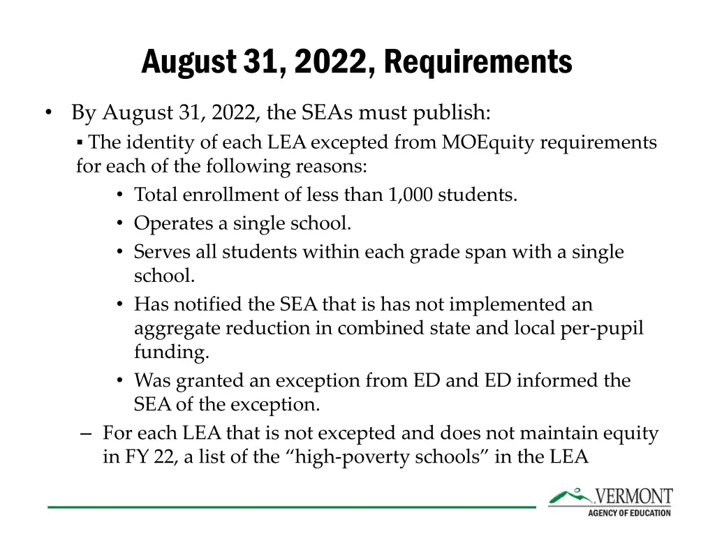 august 31 2022 requirements