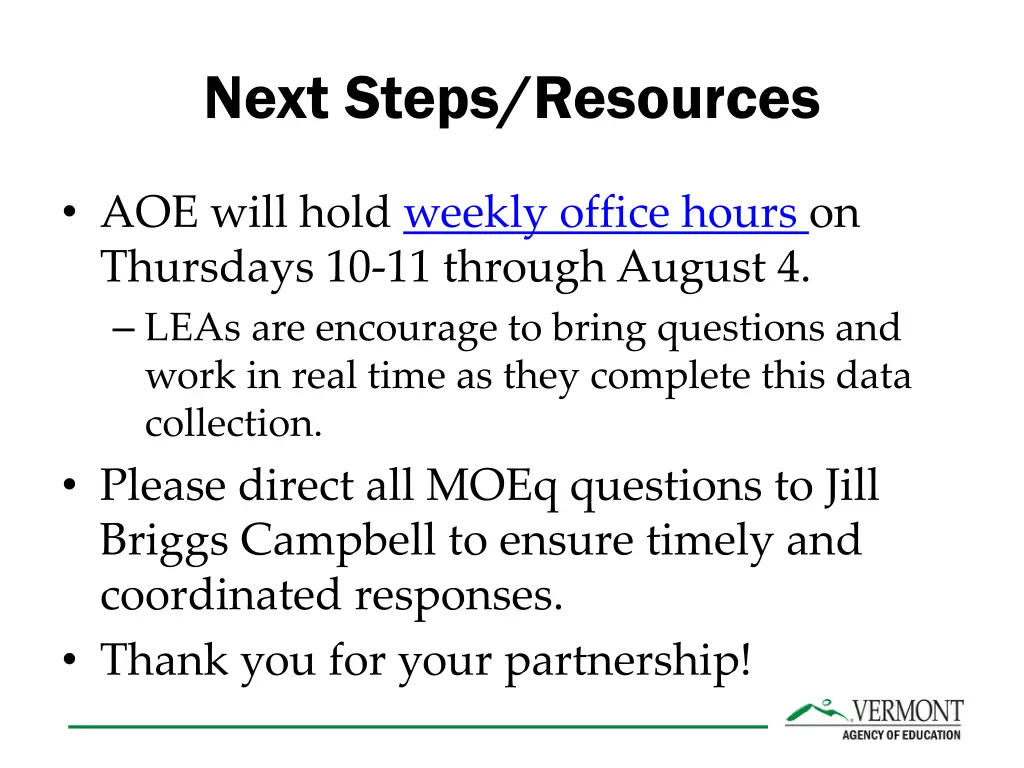 next steps resources