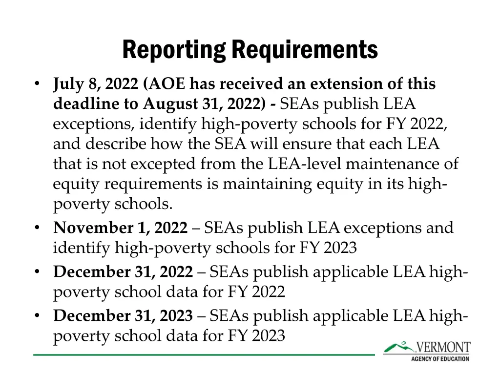 reporting requirements