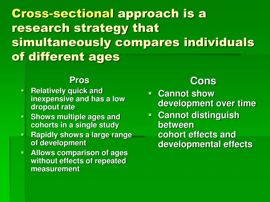 cross sectional approach is a research strategy