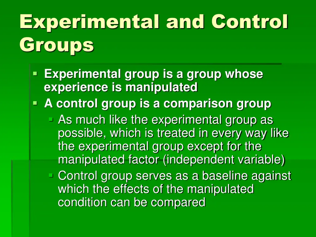 experimental and control groups