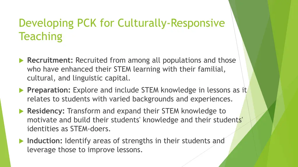 developing pck for culturally responsive teaching