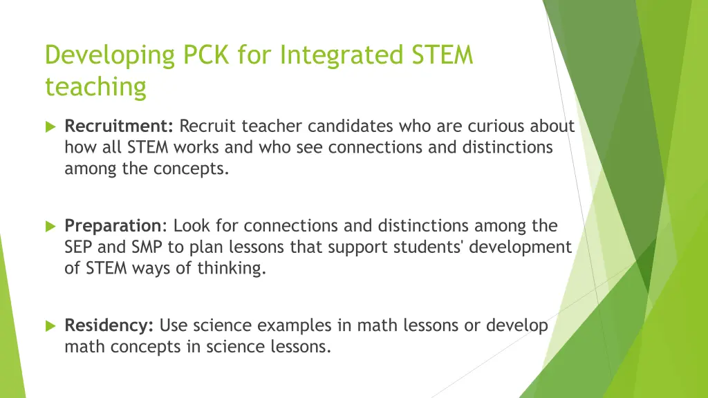 developing pck for integrated stem teaching