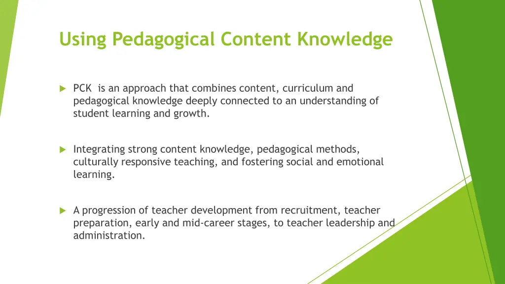 using pedagogical content knowledge