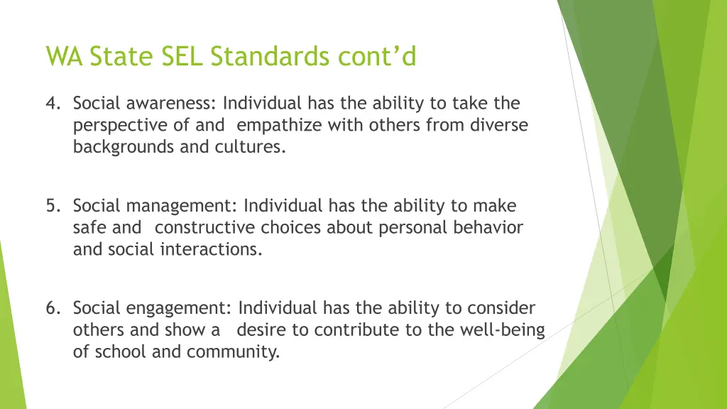 wa state sel standards cont d