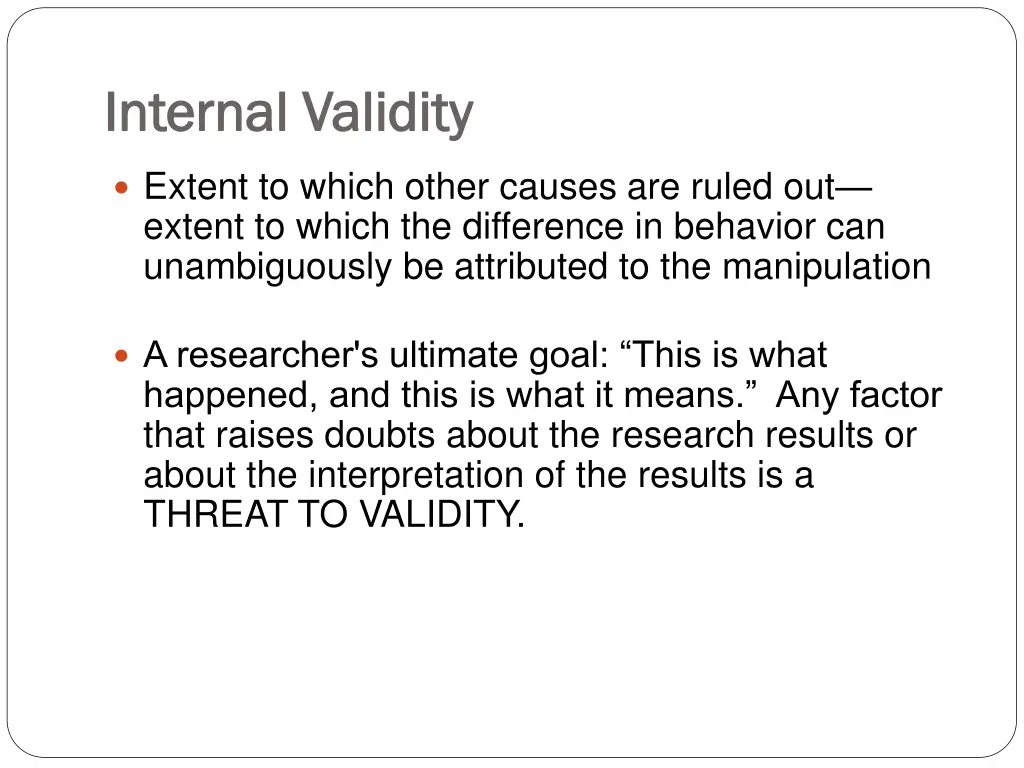 internal validity internal validity