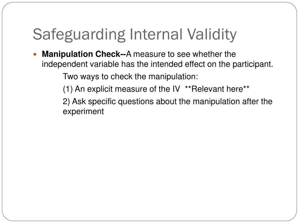 safeguarding internal validity