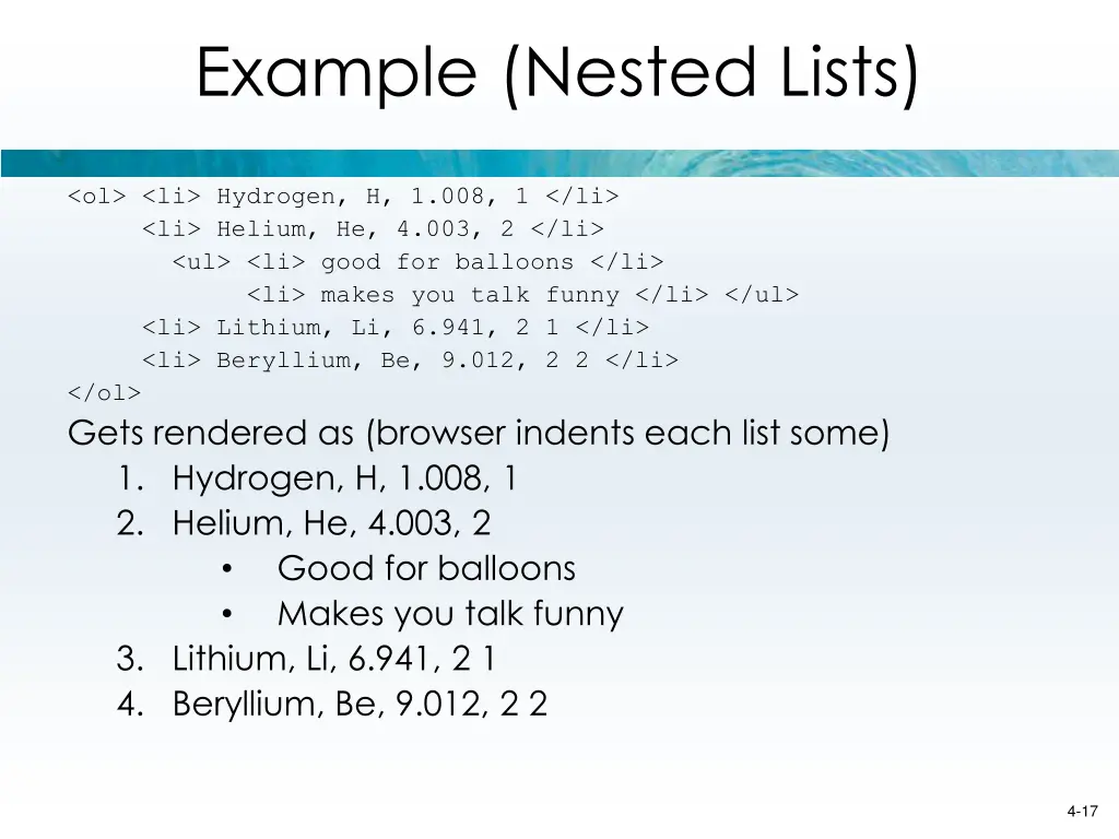 example nested lists