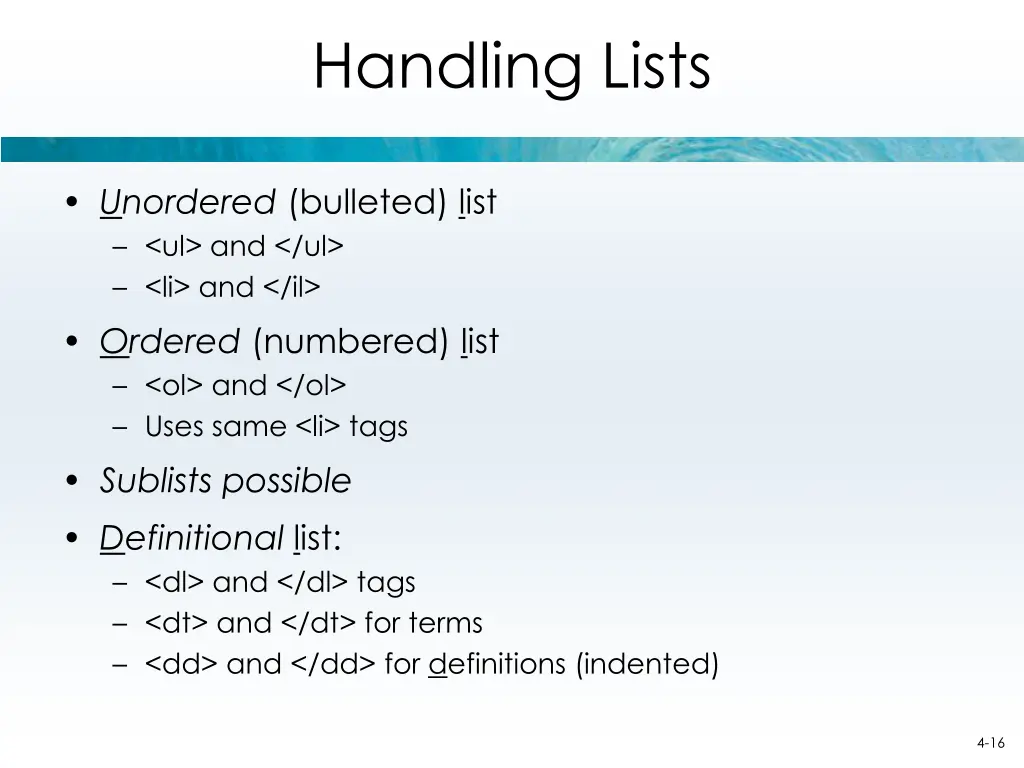 handling lists