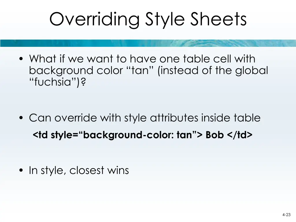 overriding style sheets