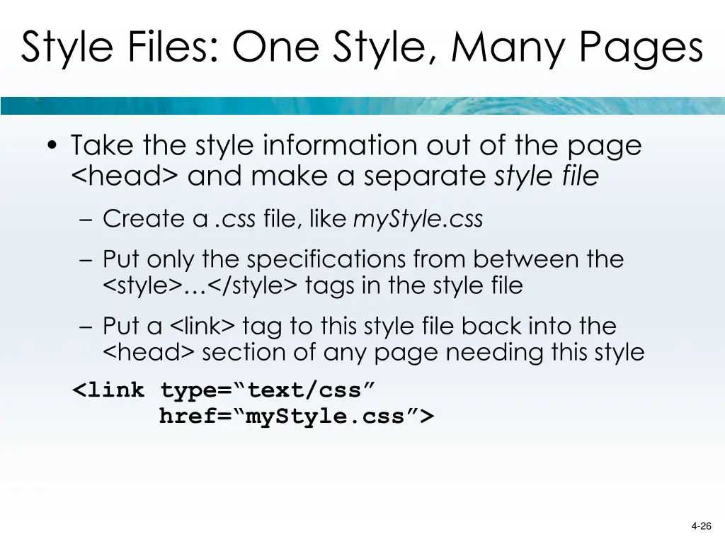 style files one style many pages