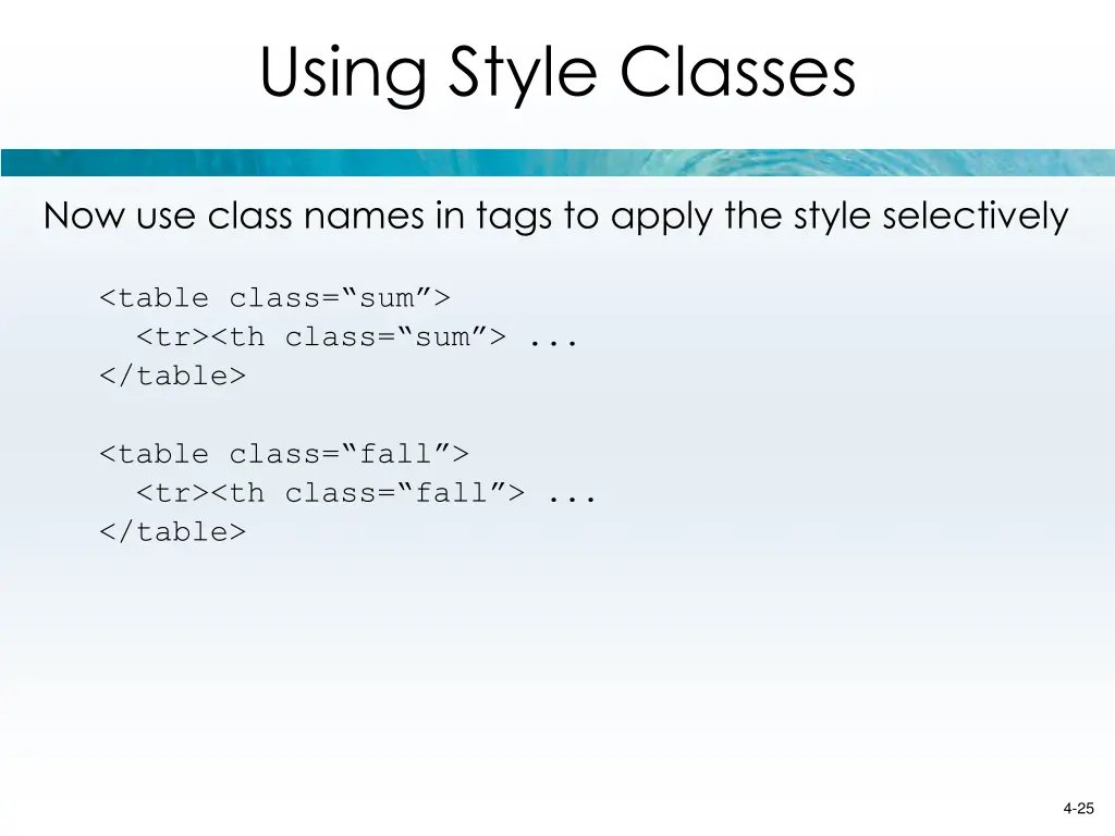 using style classes