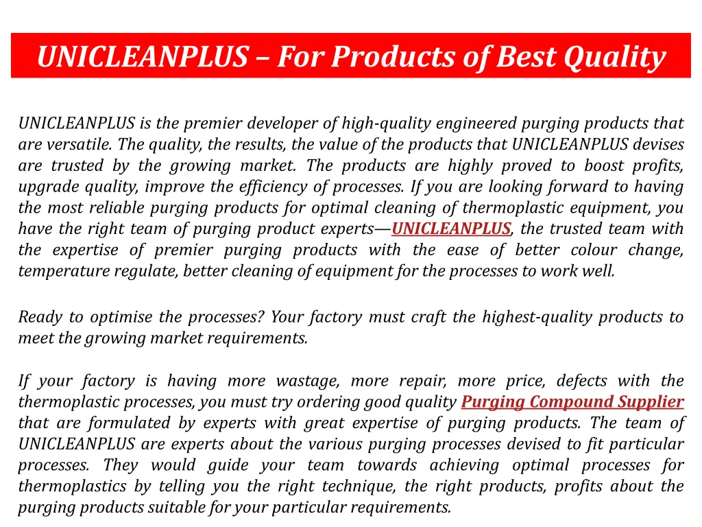 unicleanplus for products of best quality