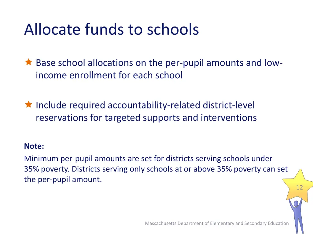 allocate funds to schools