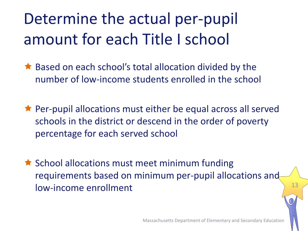 determine the actual per pupil amount for each