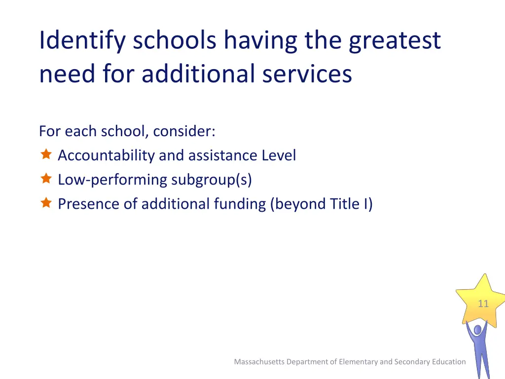 identify schools having the greatest need