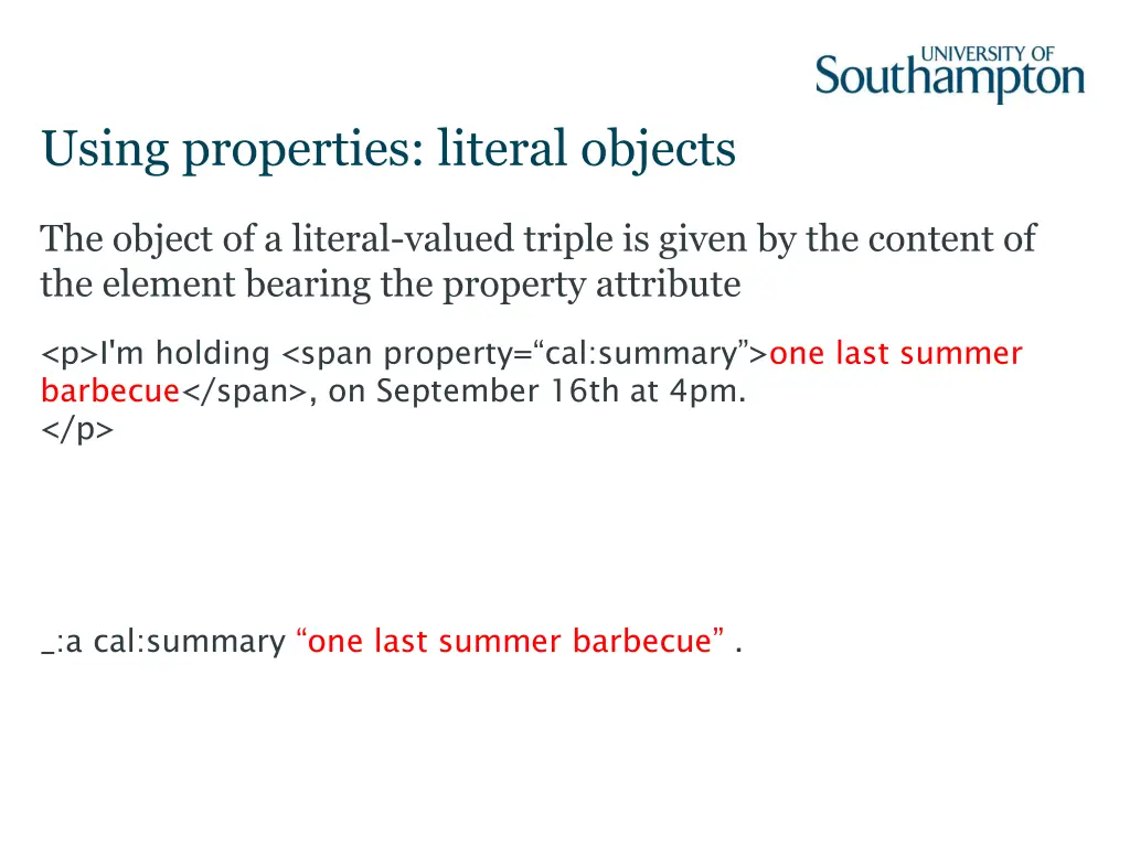 using properties literal objects