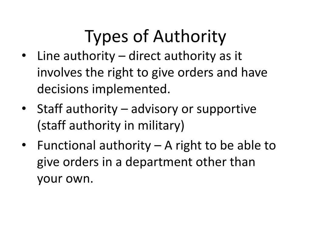 types of authority line authority direct