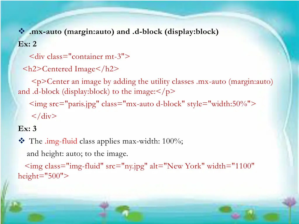 mx auto margin auto and d block display block