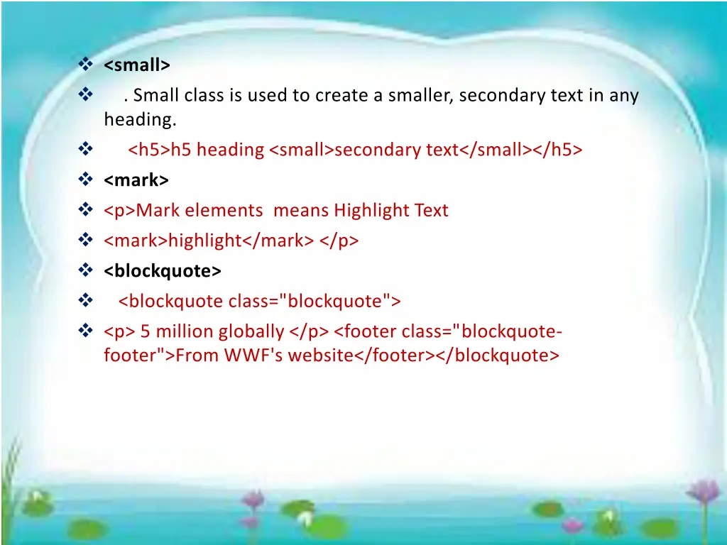 small small class is used to create a smaller