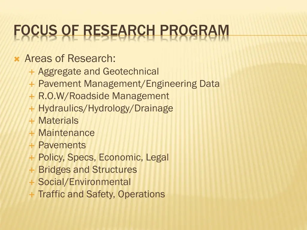 focus of research program