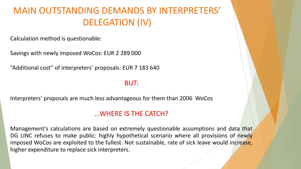 main outstanding demands by interpreters 3