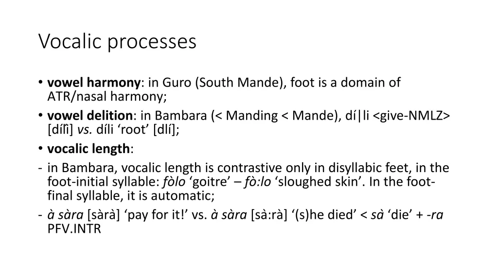 vocalic processes