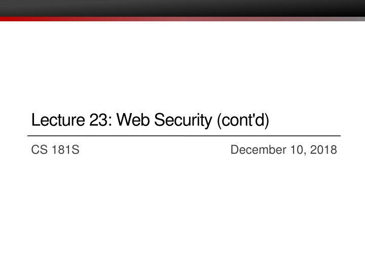 lecture 23 web security cont d