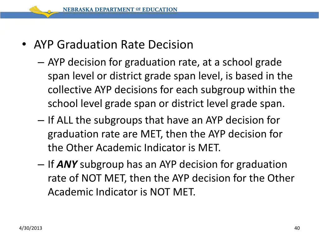 ayp graduation rate decision ayp decision