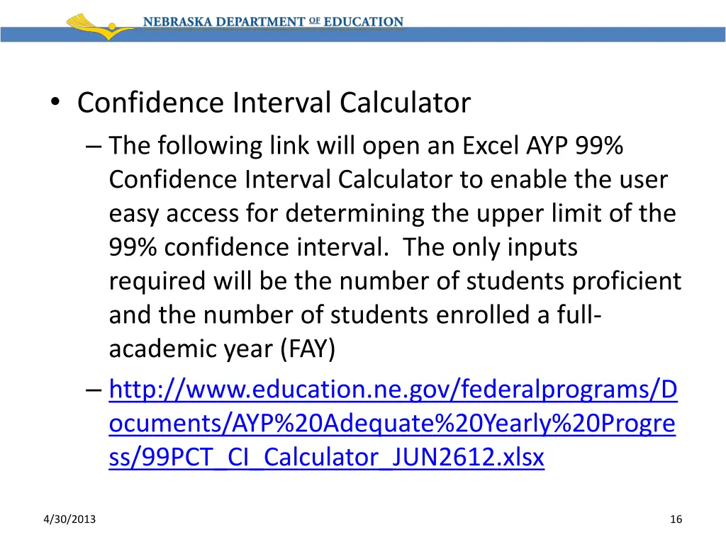 confidence interval calculator the following link