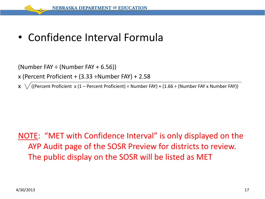 confidence interval formula