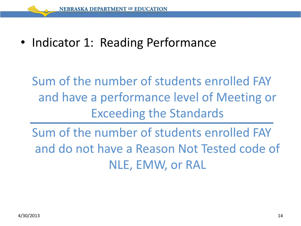 indicator 1 reading performance