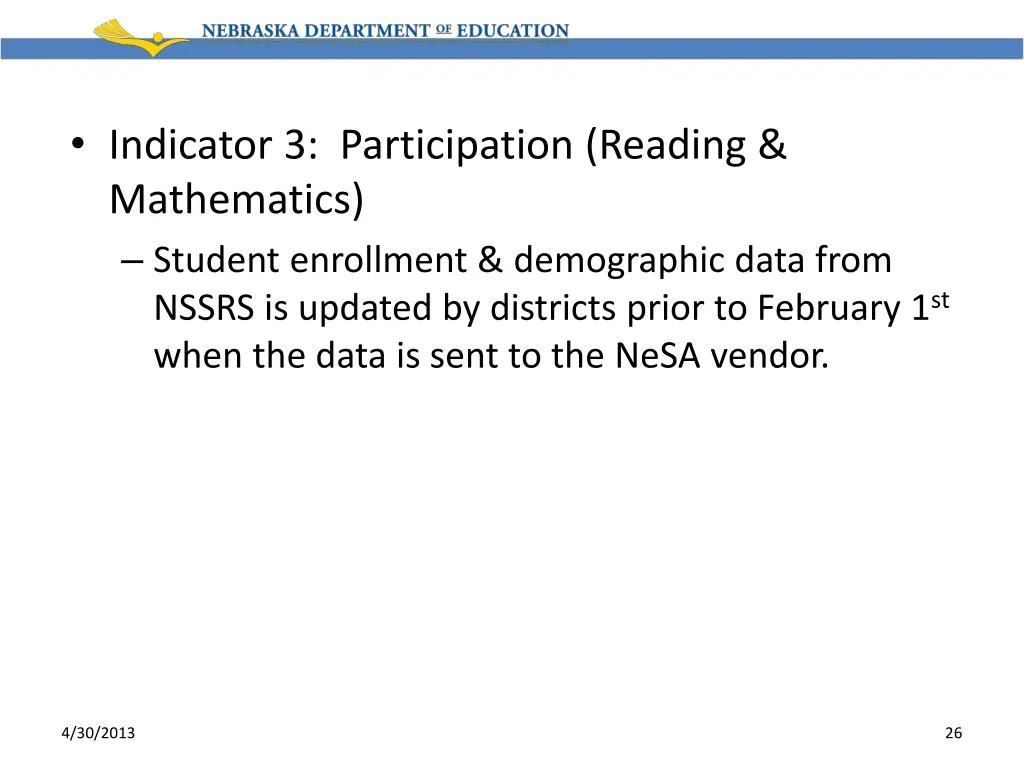 indicator 3 participation reading mathematics