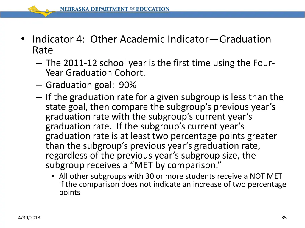 indicator 4 other academic indicator graduation