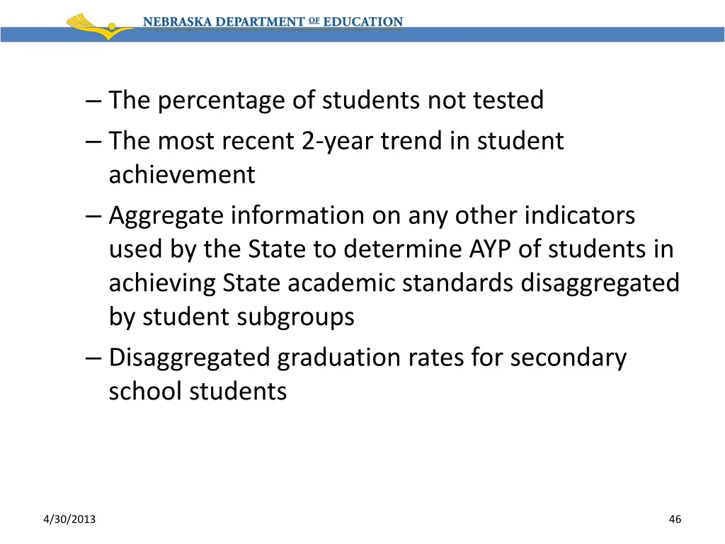 the percentage of students not tested the most