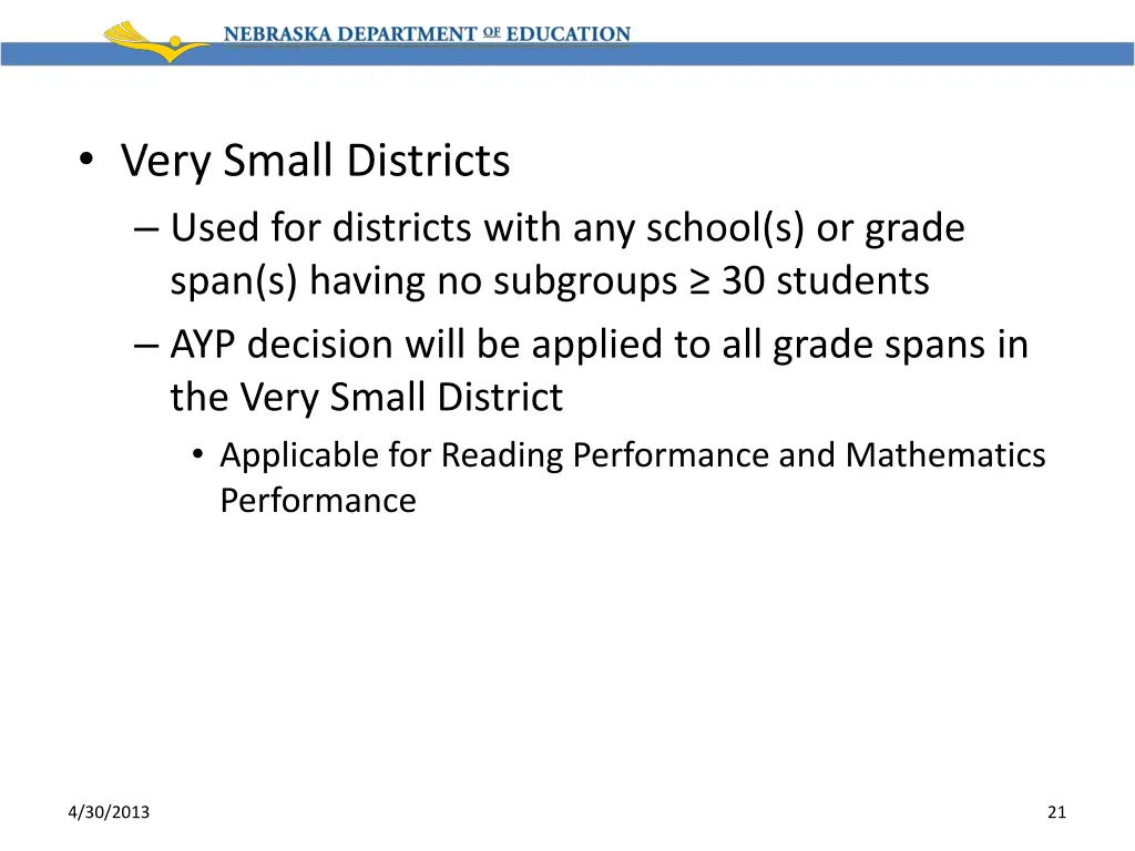 very small districts used for districts with