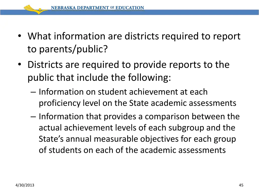 what information are districts required to report