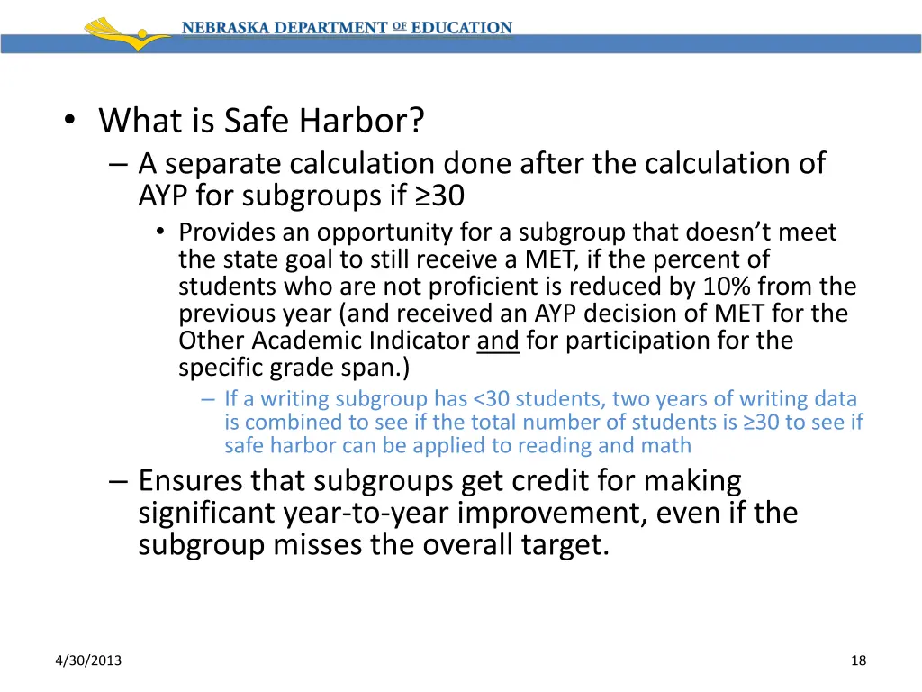 what is safe harbor a separate calculation done