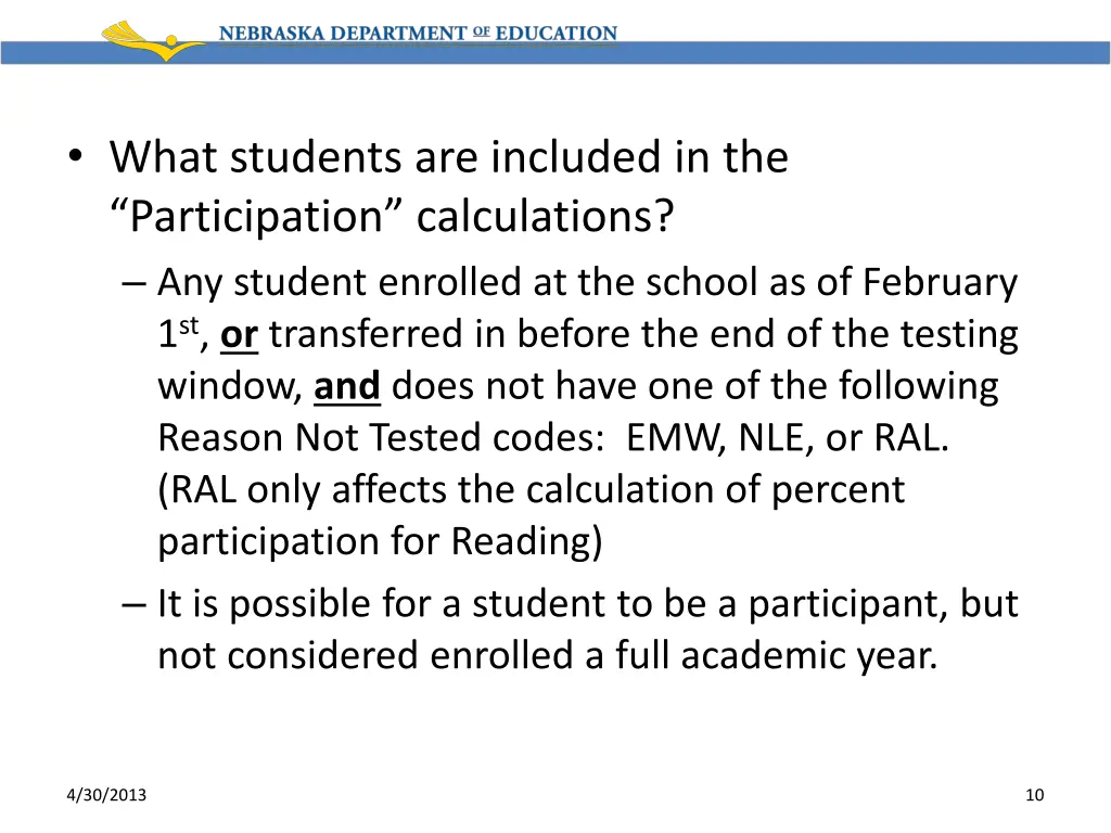 what students are included in the participation