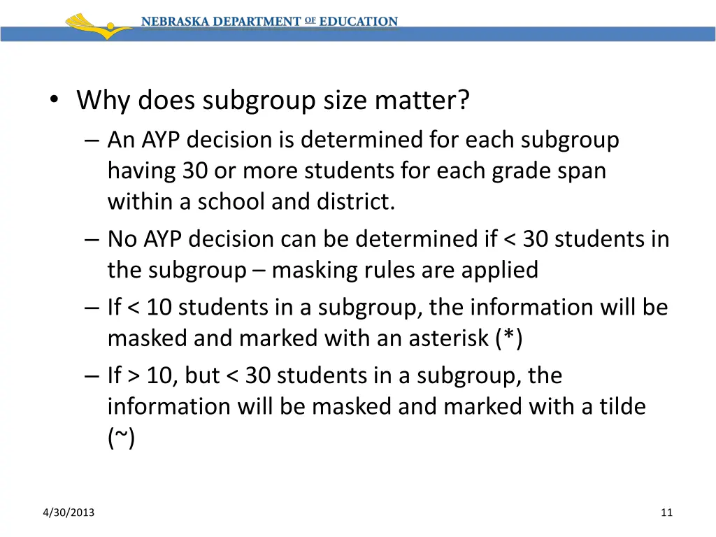 why does subgroup size matter an ayp decision