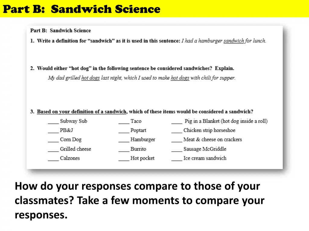 part b sandwich science