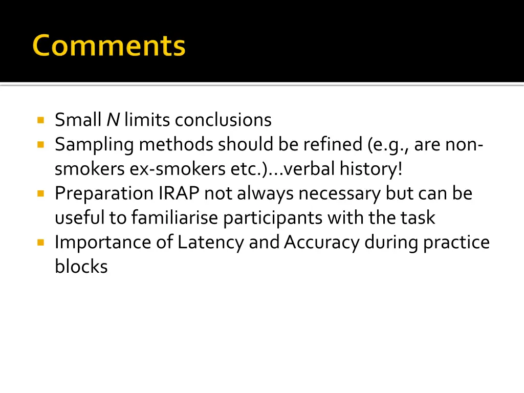 small n limits conclusions sampling methods