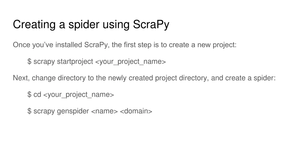 creating a spider using scrapy