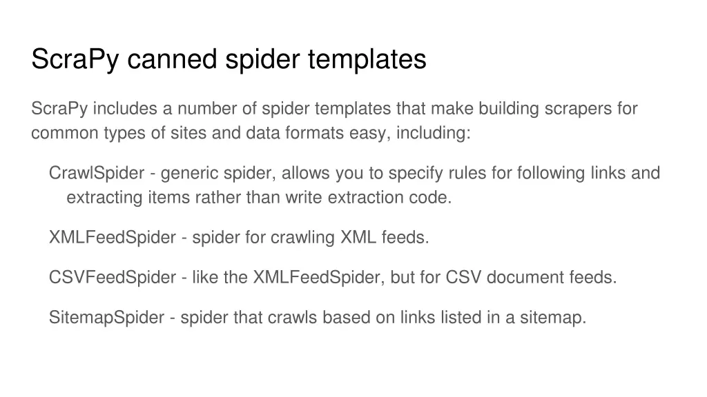 scrapy canned spider templates