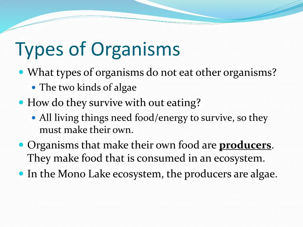 types of organisms