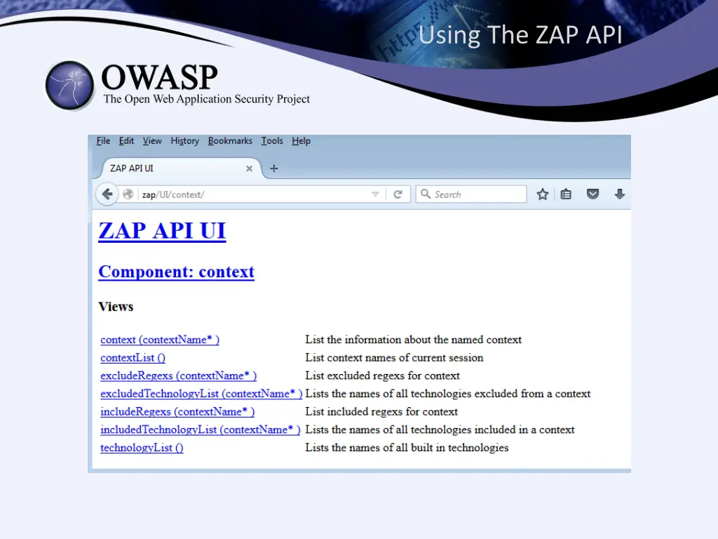 using the zap api 1