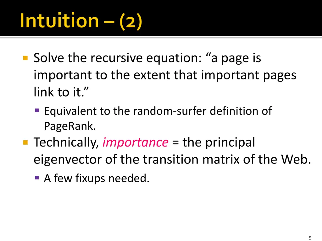 solve the recursive equation a page is important