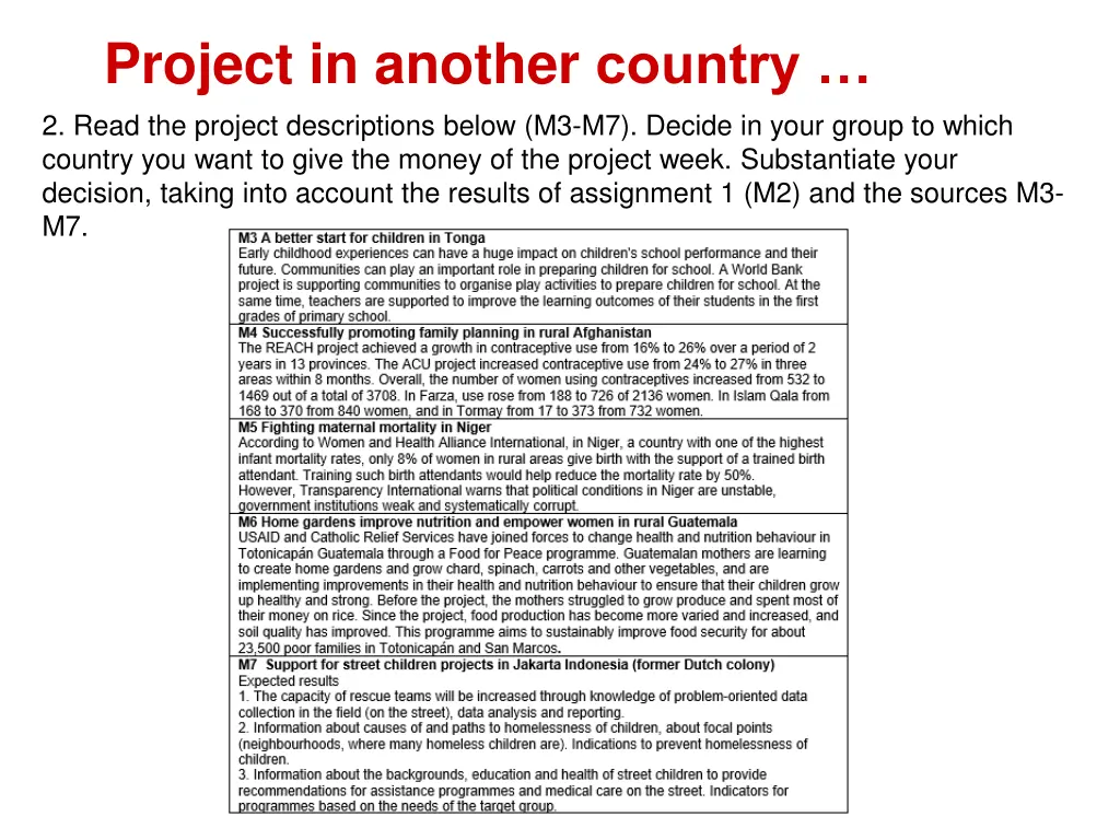 project in another country 2 read the project