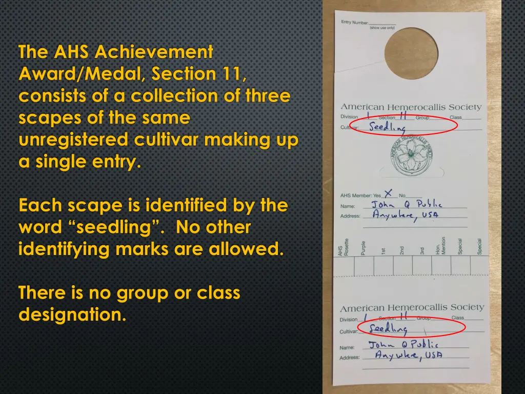 the ahs achievement award medal section