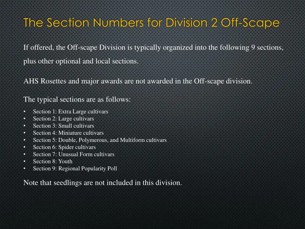 the section numbers for division 2 off scape